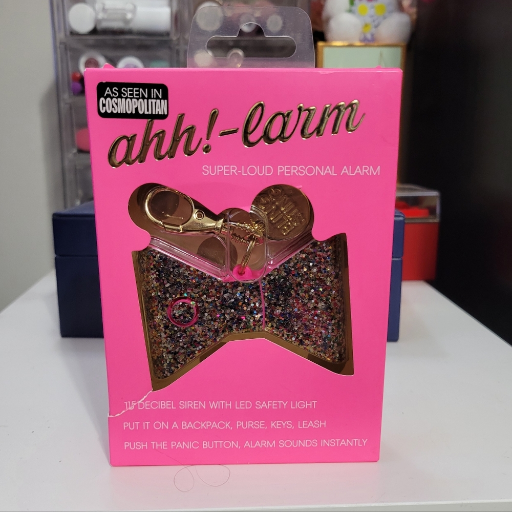 Ahh-larm Super-Loud Personal Alarm with Glitter Bow BRAMD NEW IN BOX